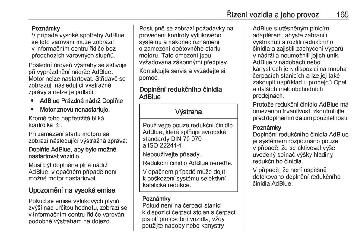 Opel Zafira C FL navod k obsludze / page 167