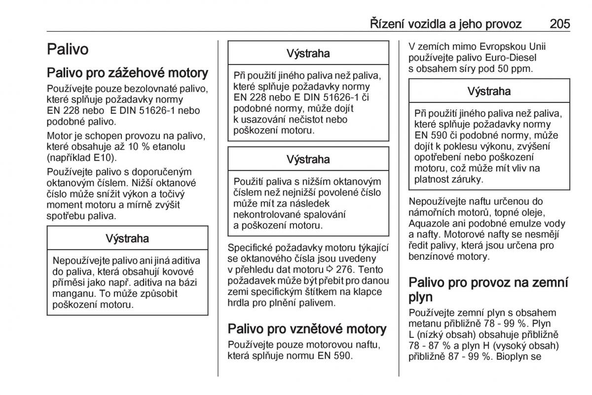 Opel Zafira C FL navod k obsludze / page 207