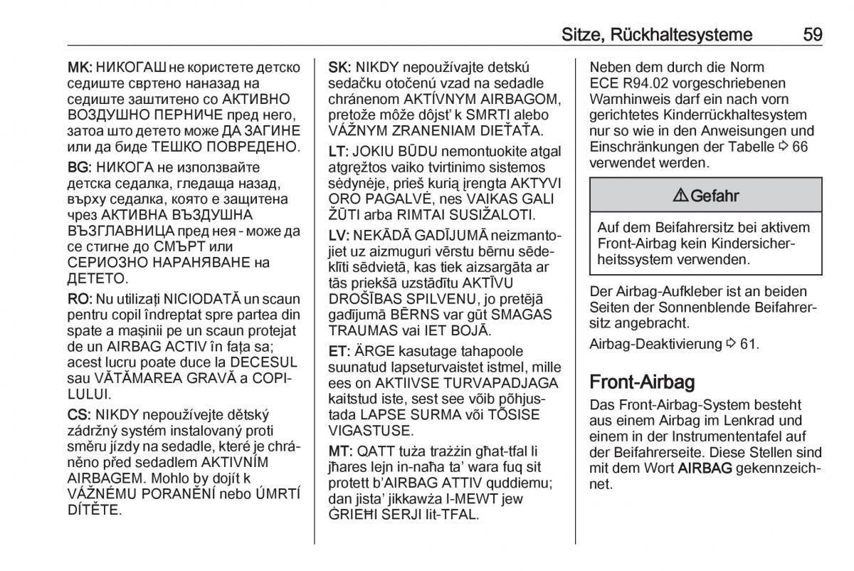 Opel Zafira C FL Handbuch / page 61