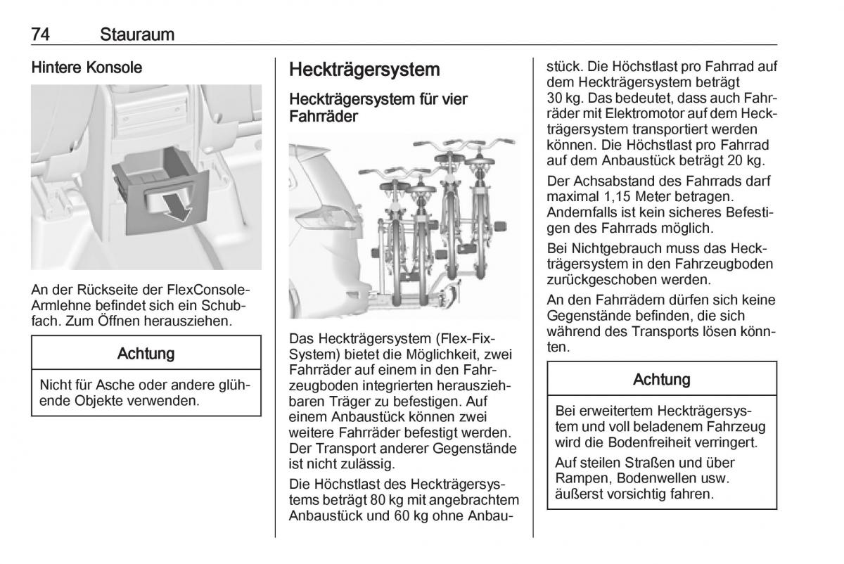 Opel Zafira C FL Handbuch / page 76