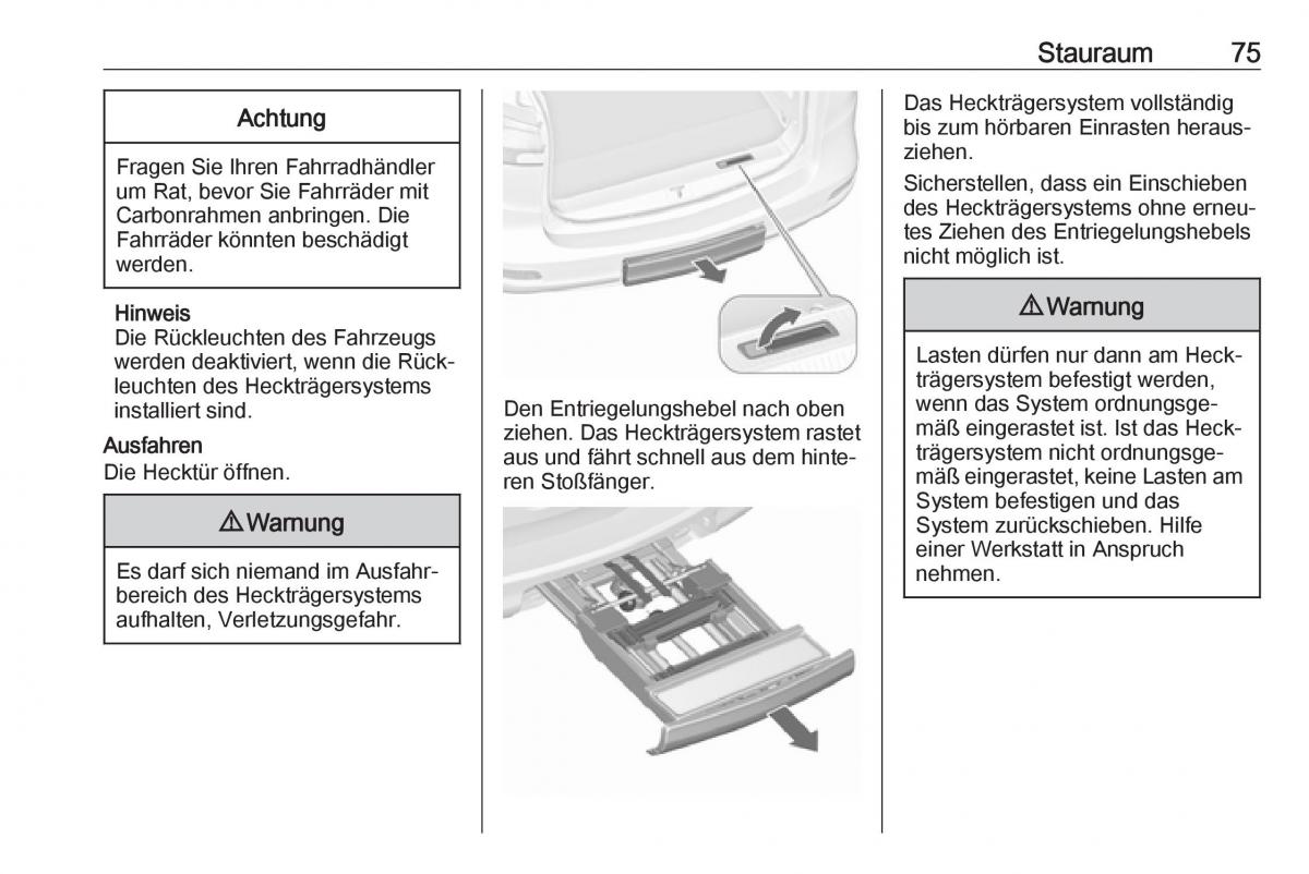 Opel Zafira C FL Handbuch / page 77