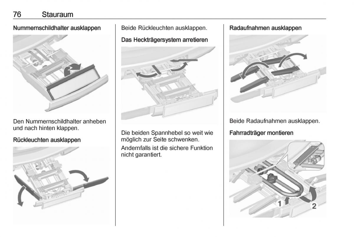 Opel Zafira C FL Handbuch / page 78