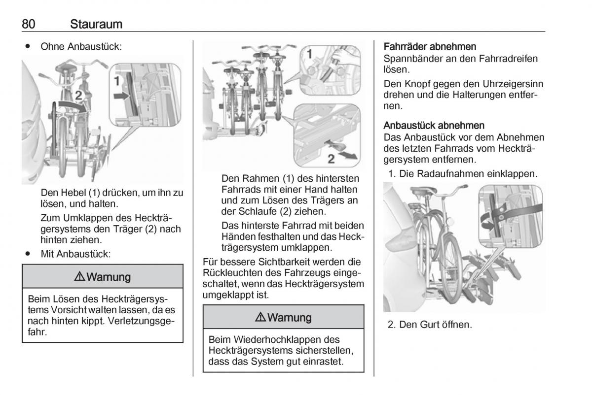 Opel Zafira C FL Handbuch / page 82