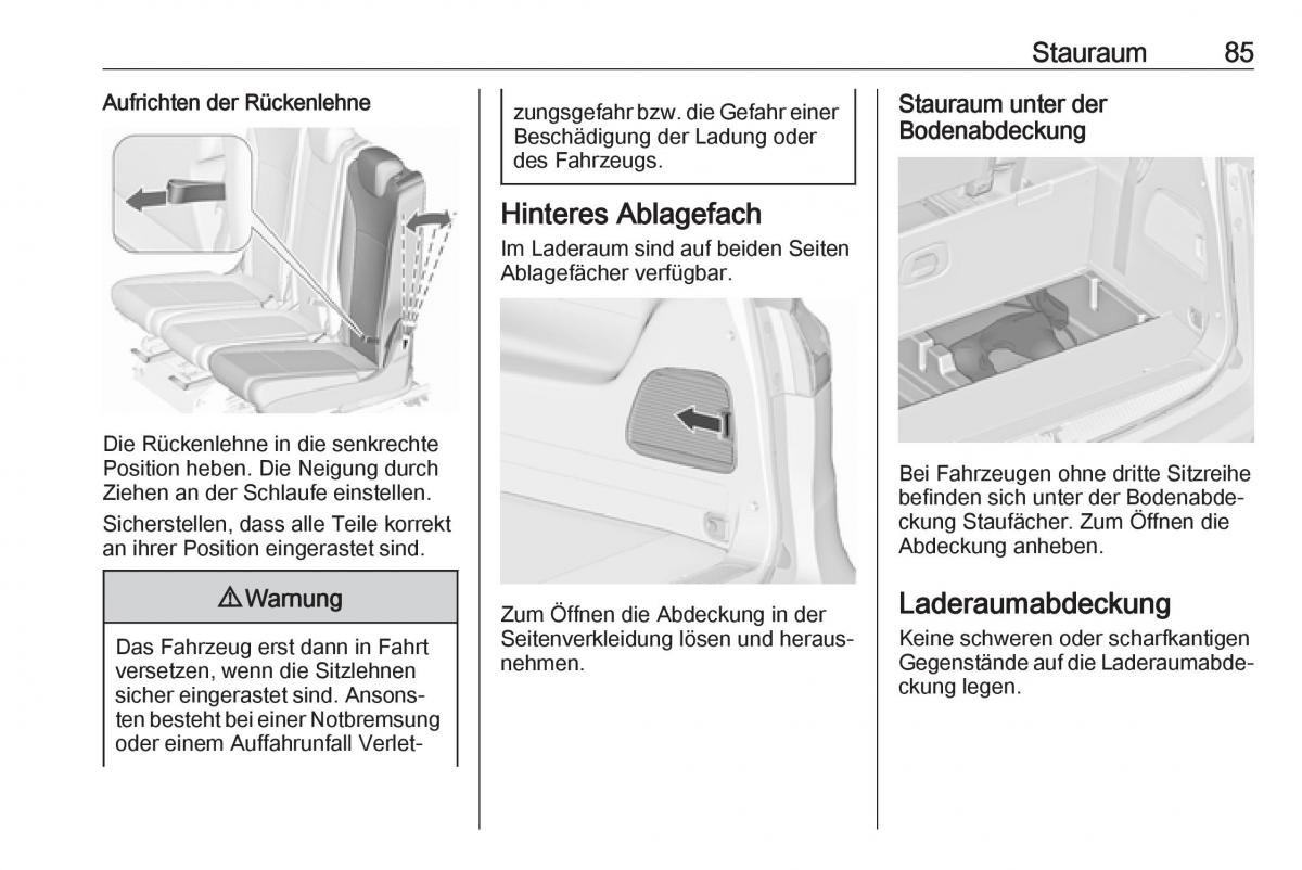 Opel Zafira C FL Handbuch / page 87