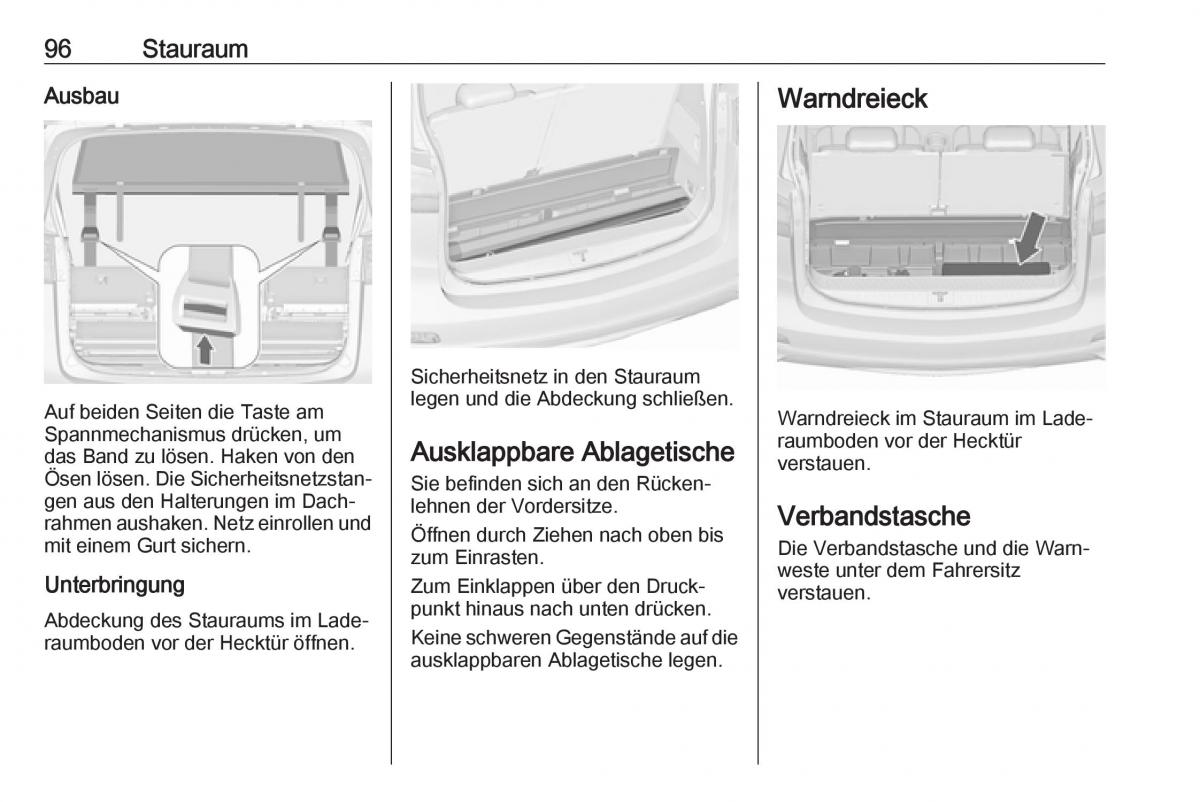 Opel Zafira C FL Handbuch / page 98