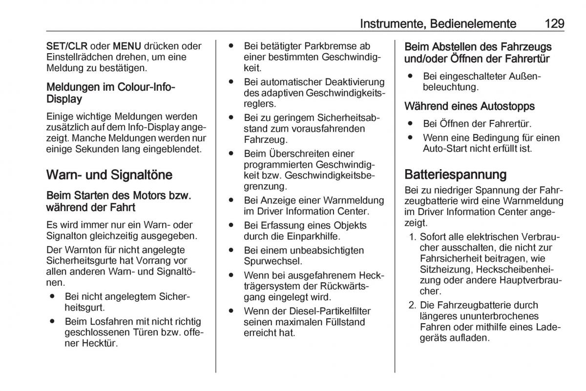 Opel Zafira C FL Handbuch / page 131