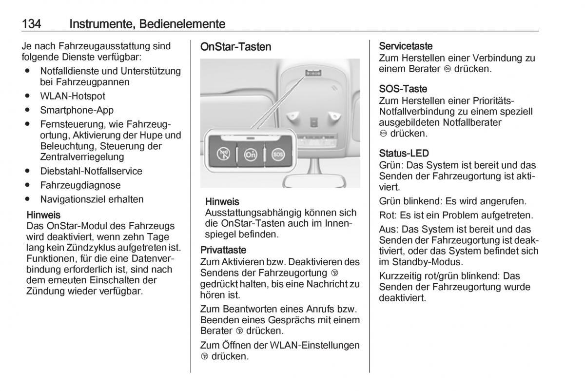 Opel Zafira C FL Handbuch / page 136