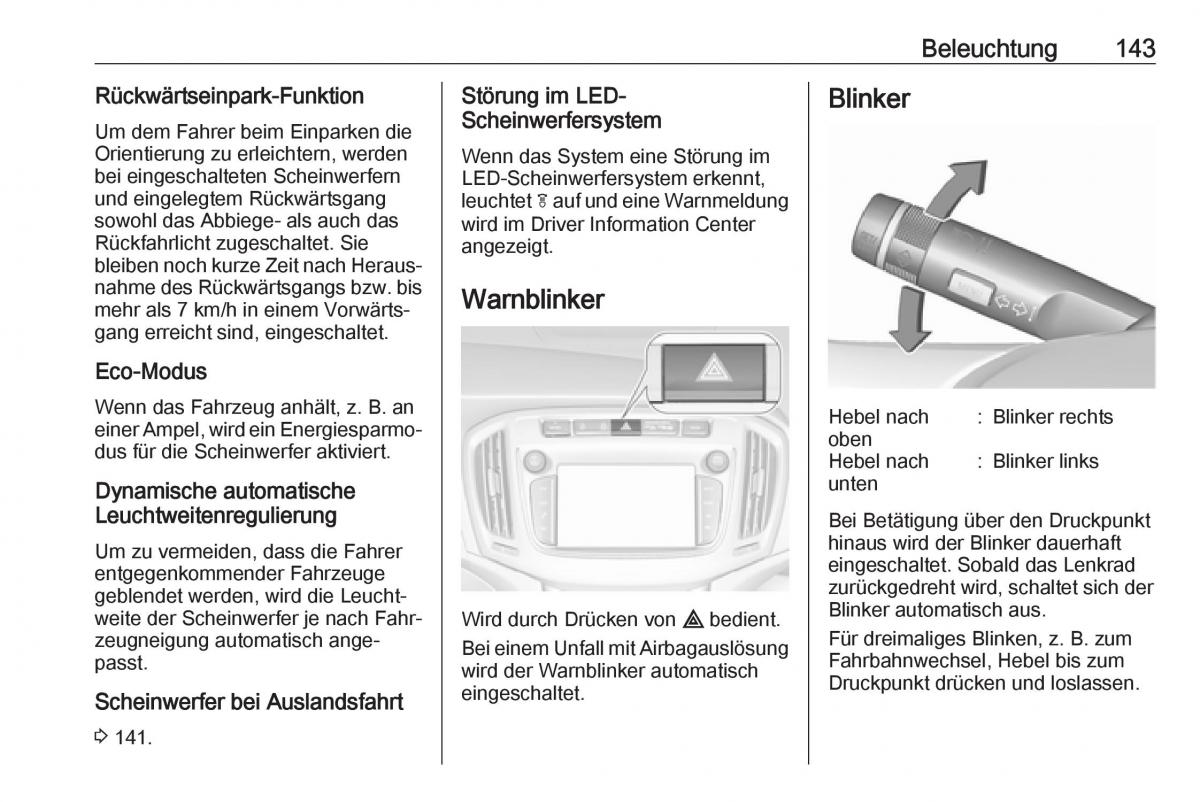 Opel Zafira C FL Handbuch / page 145