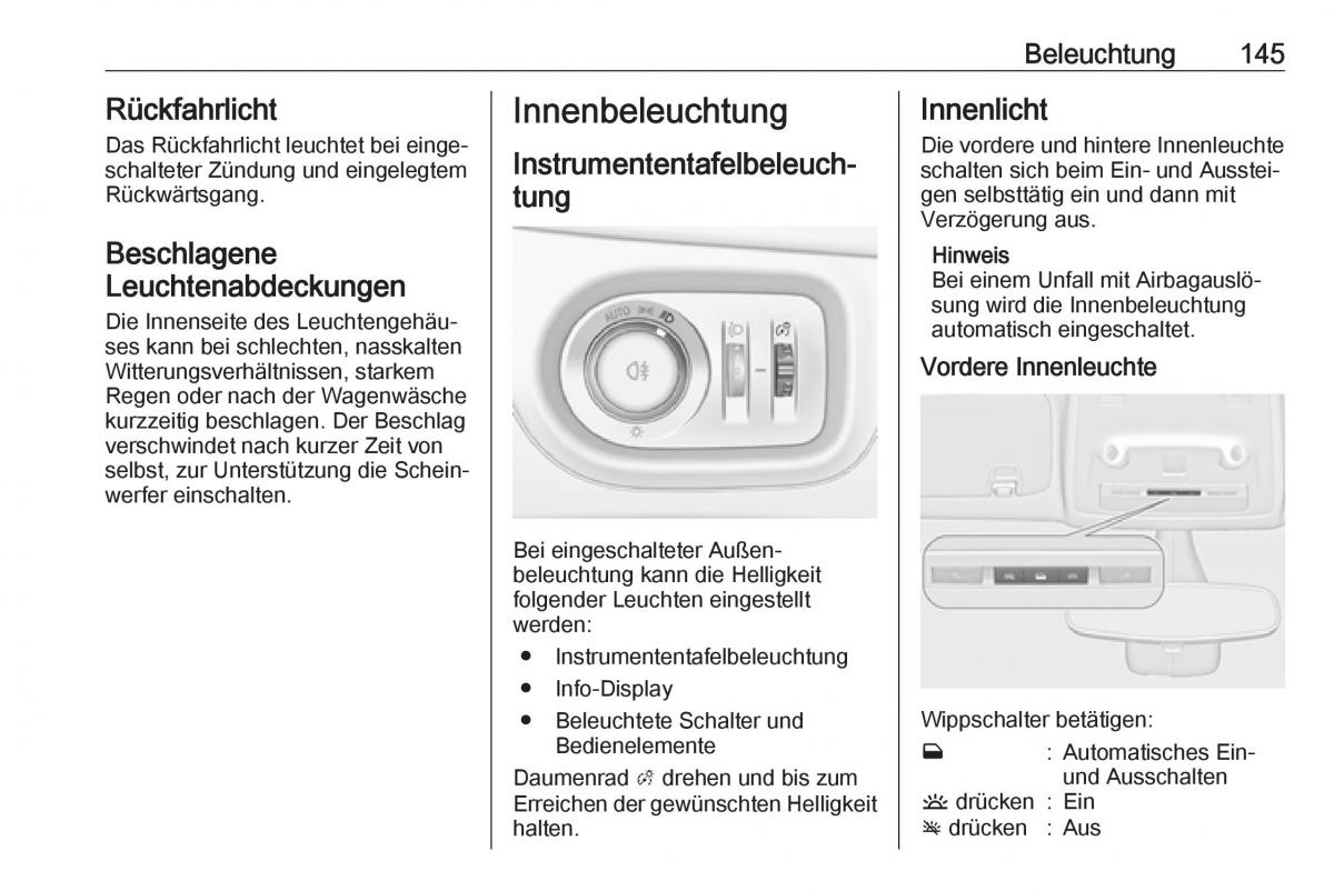 Opel Zafira C FL Handbuch / page 147