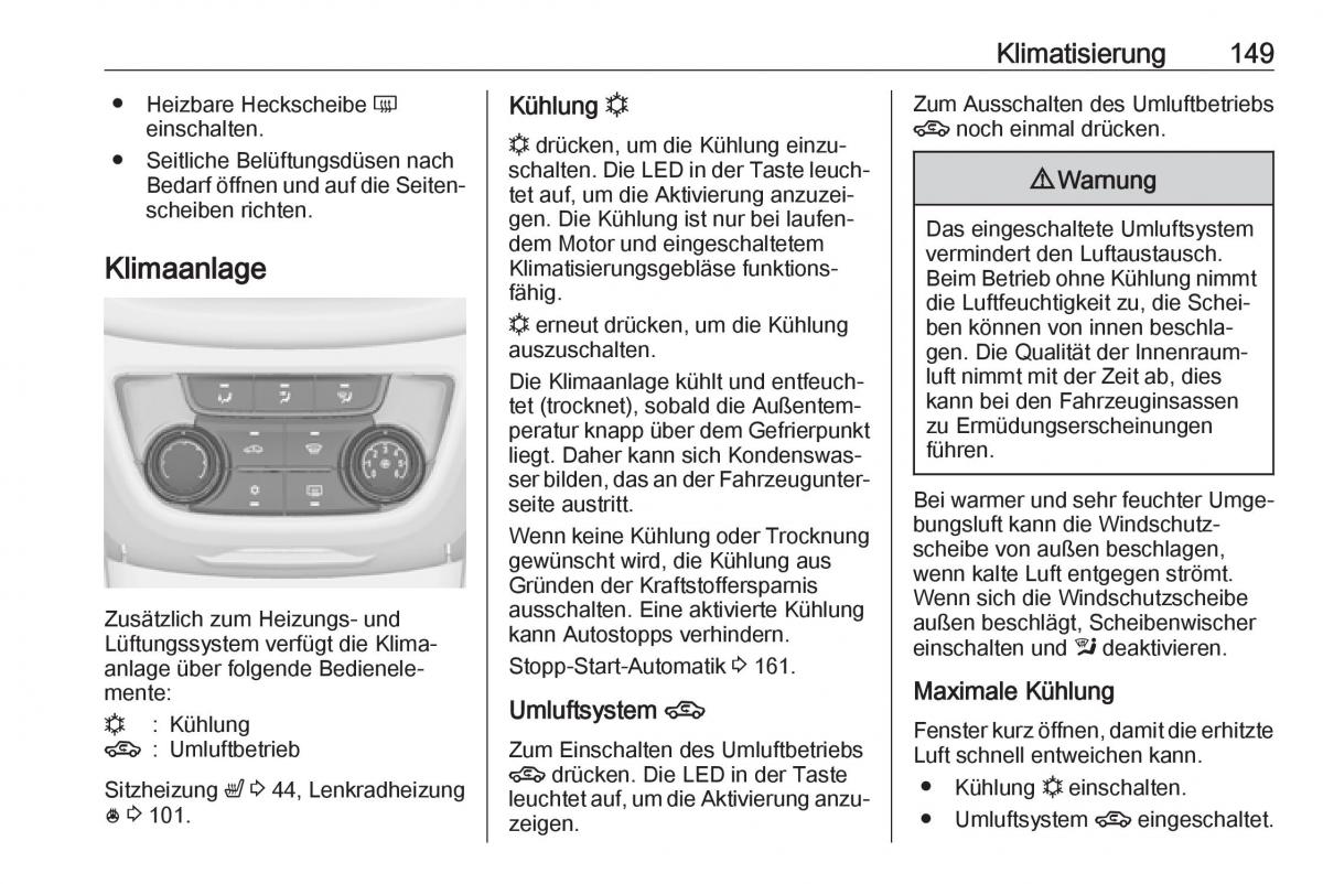 Opel Zafira C FL Handbuch / page 151