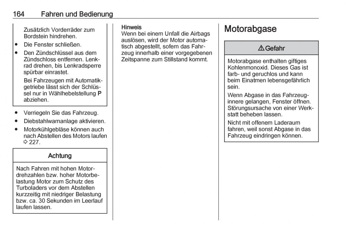 Opel Zafira C FL Handbuch / page 166