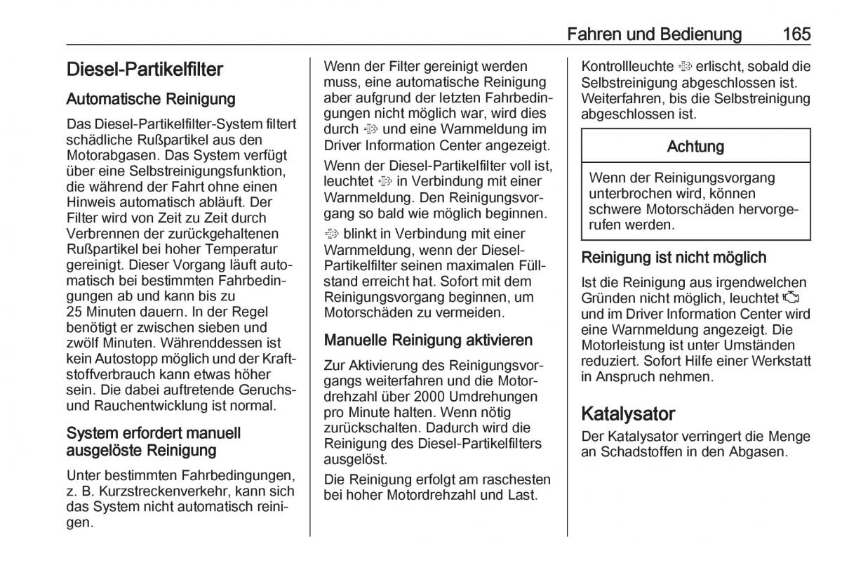 Opel Zafira C FL Handbuch / page 167