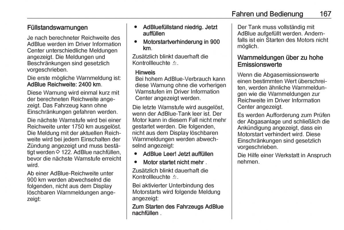 Opel Zafira C FL Handbuch / page 169