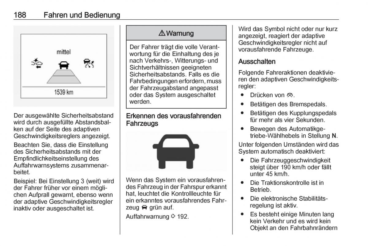 Opel Zafira C FL Handbuch / page 190