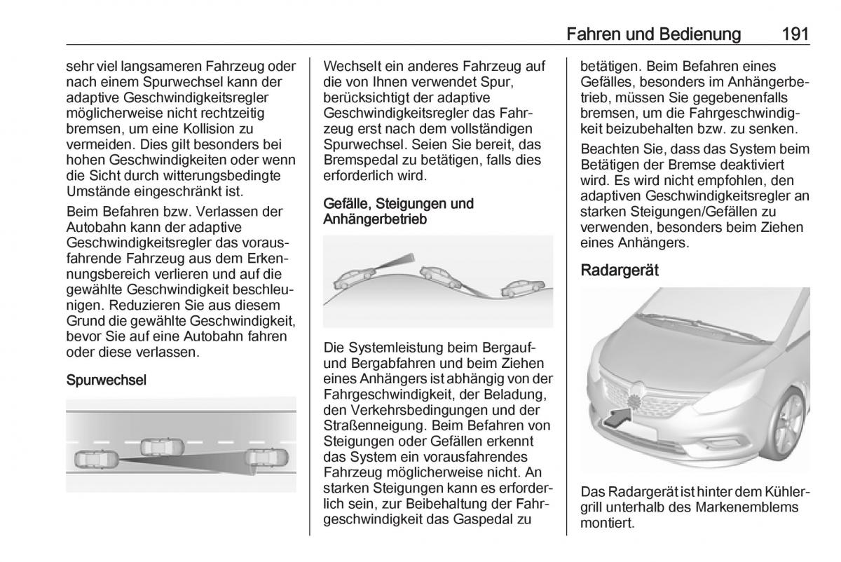 Opel Zafira C FL Handbuch / page 193