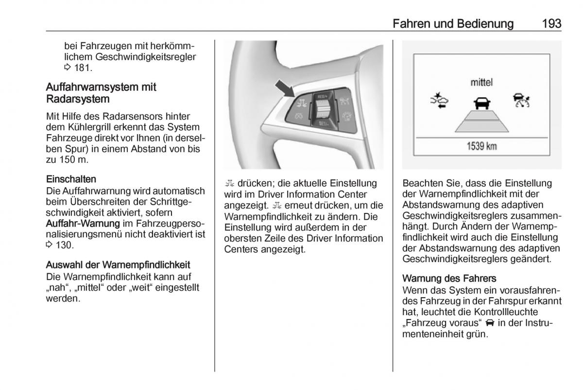 Opel Zafira C FL Handbuch / page 195