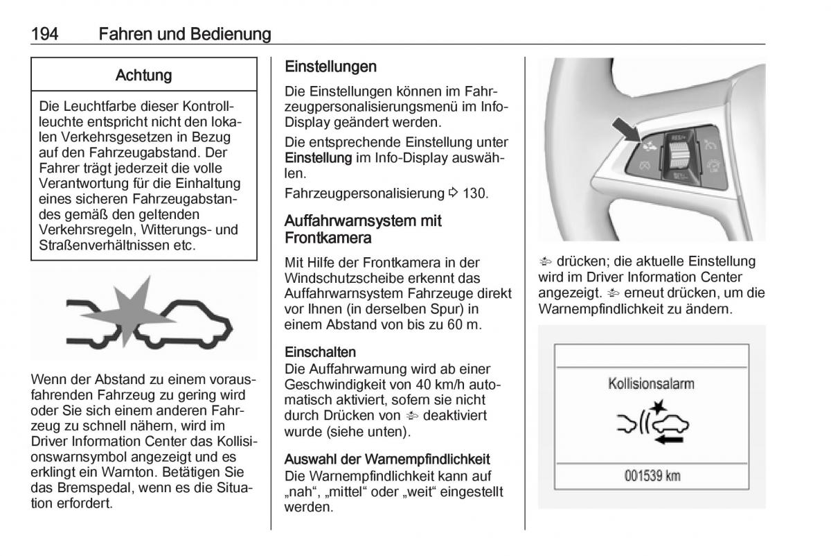 Opel Zafira C FL Handbuch / page 196