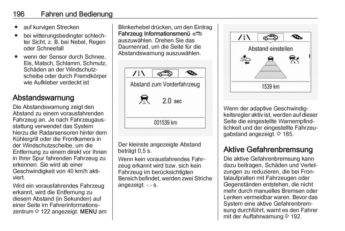 Opel Zafira C FL Handbuch / page 198