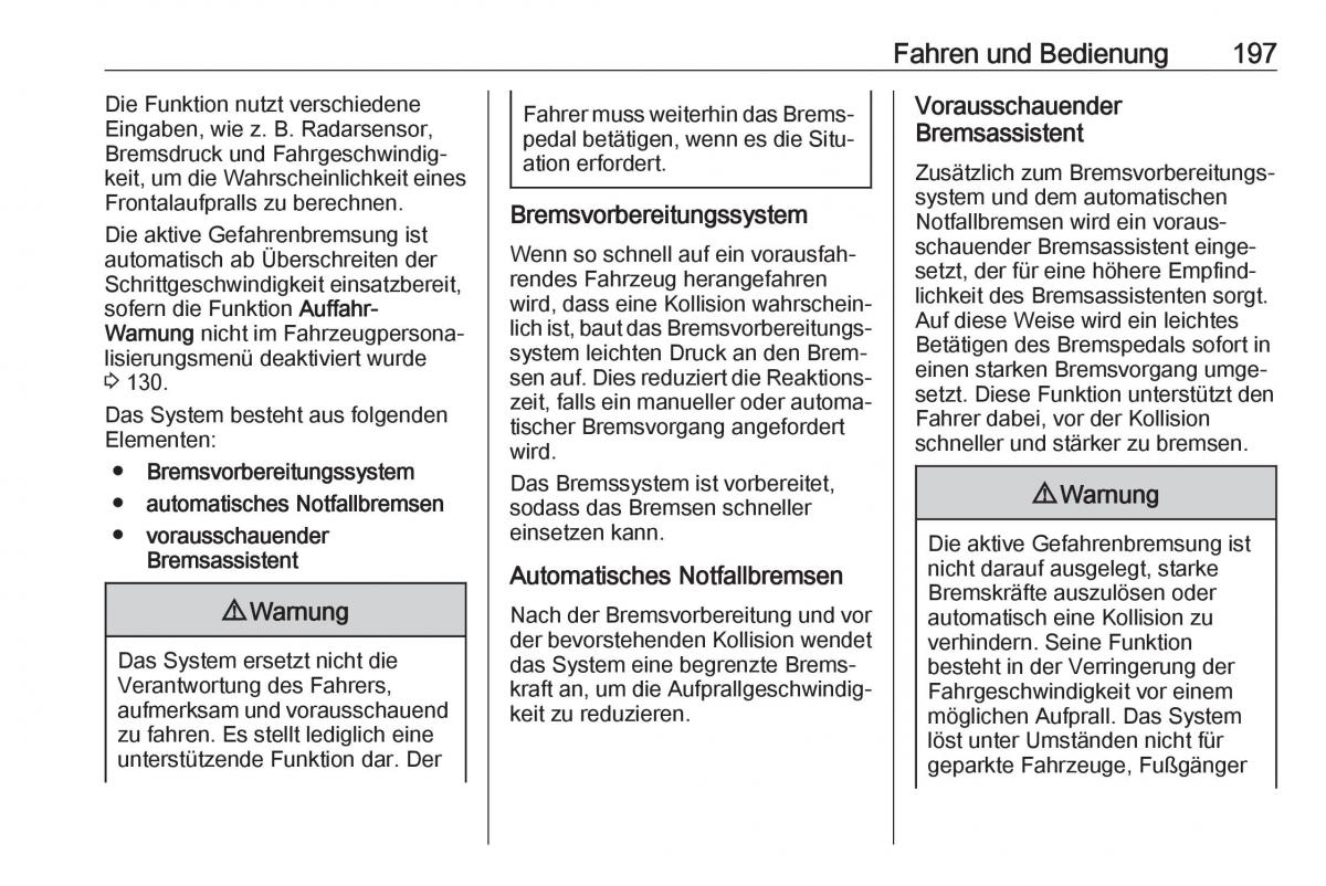 Opel Zafira C FL Handbuch / page 199