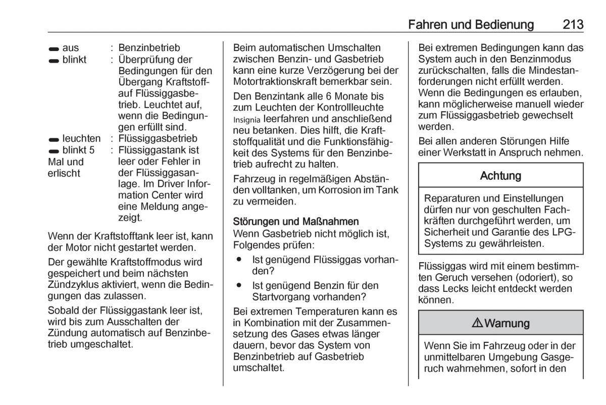 Opel Zafira C FL Handbuch / page 215