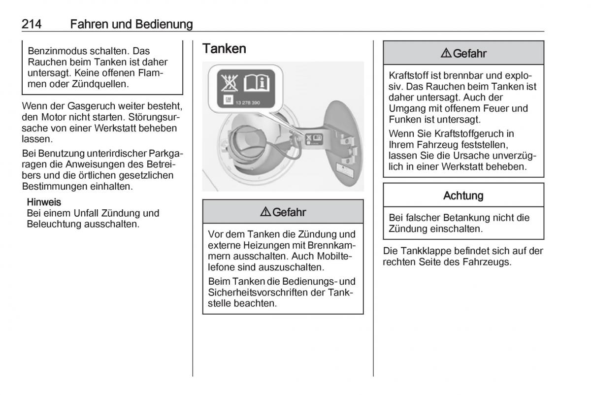 Opel Zafira C FL Handbuch / page 216