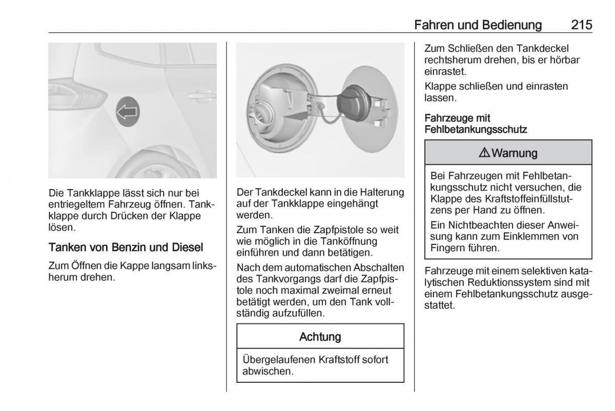 Opel Zafira C FL Handbuch / page 217