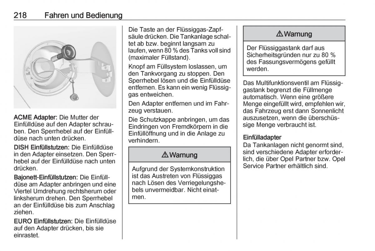 Opel Zafira C FL Handbuch / page 220