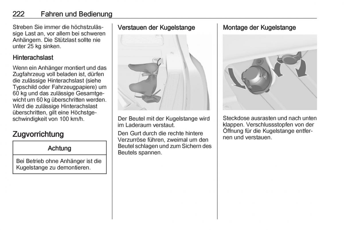 Opel Zafira C FL Handbuch / page 224