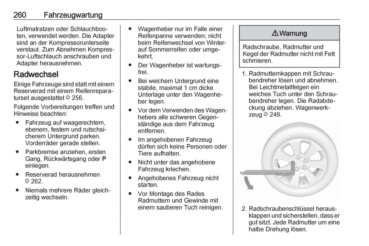 Opel Zafira C FL Handbuch / page 262