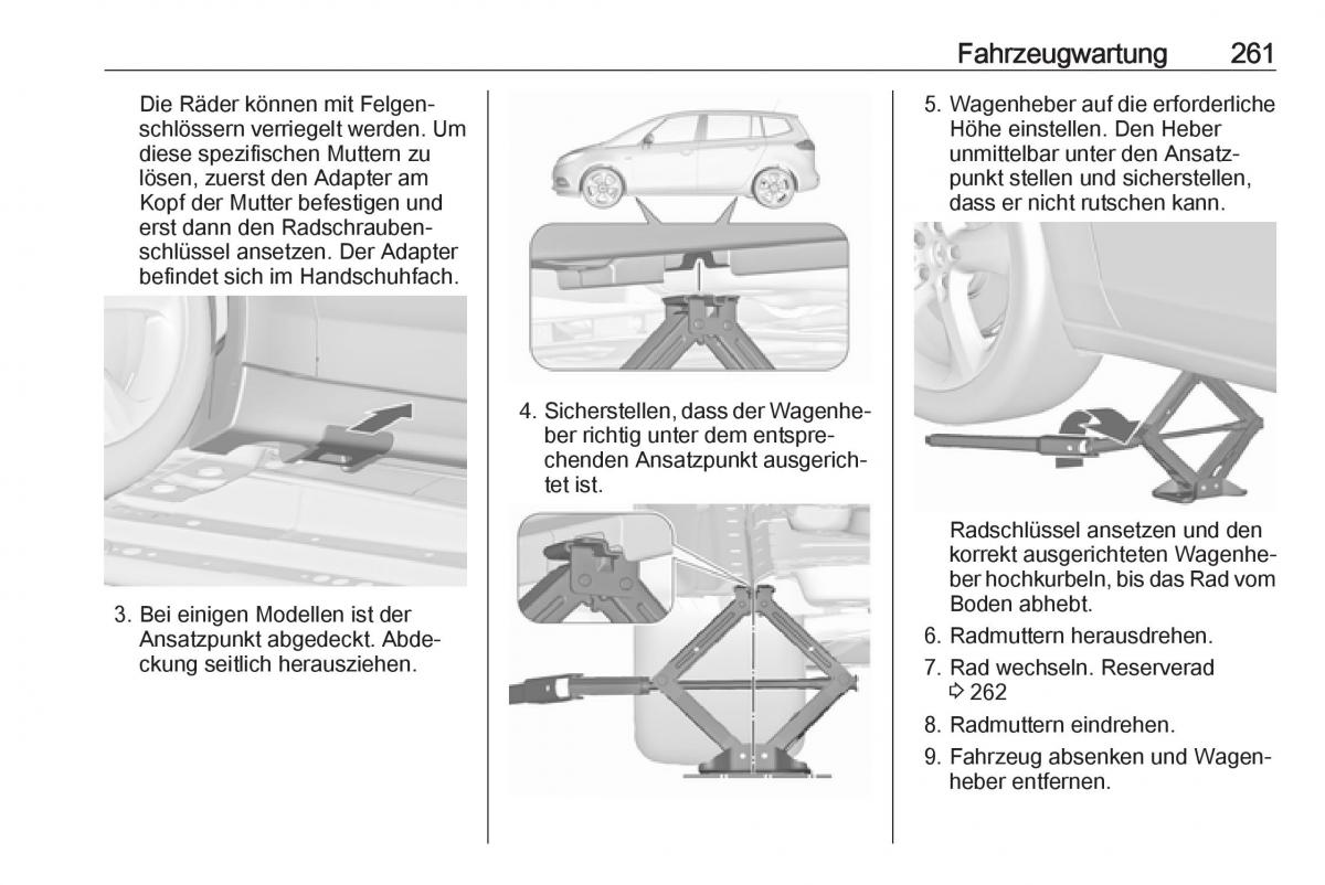 Opel Zafira C FL Handbuch / page 263