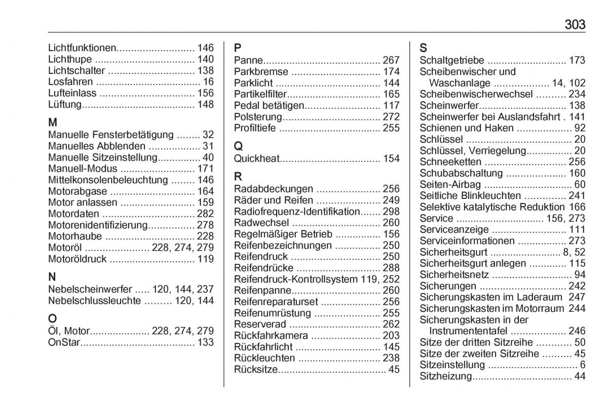 Opel Zafira C FL Handbuch / page 305