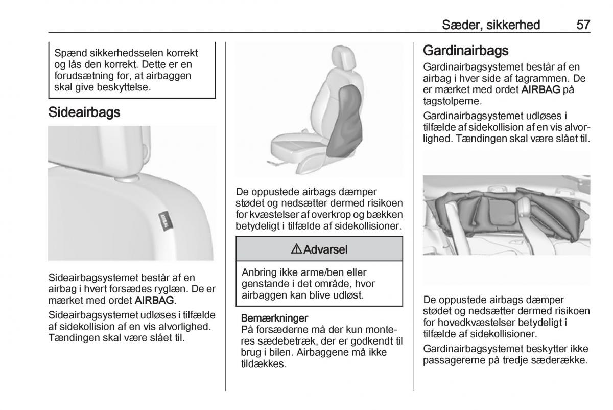 Opel Zafira C FL Bilens instruktionsbog / page 59