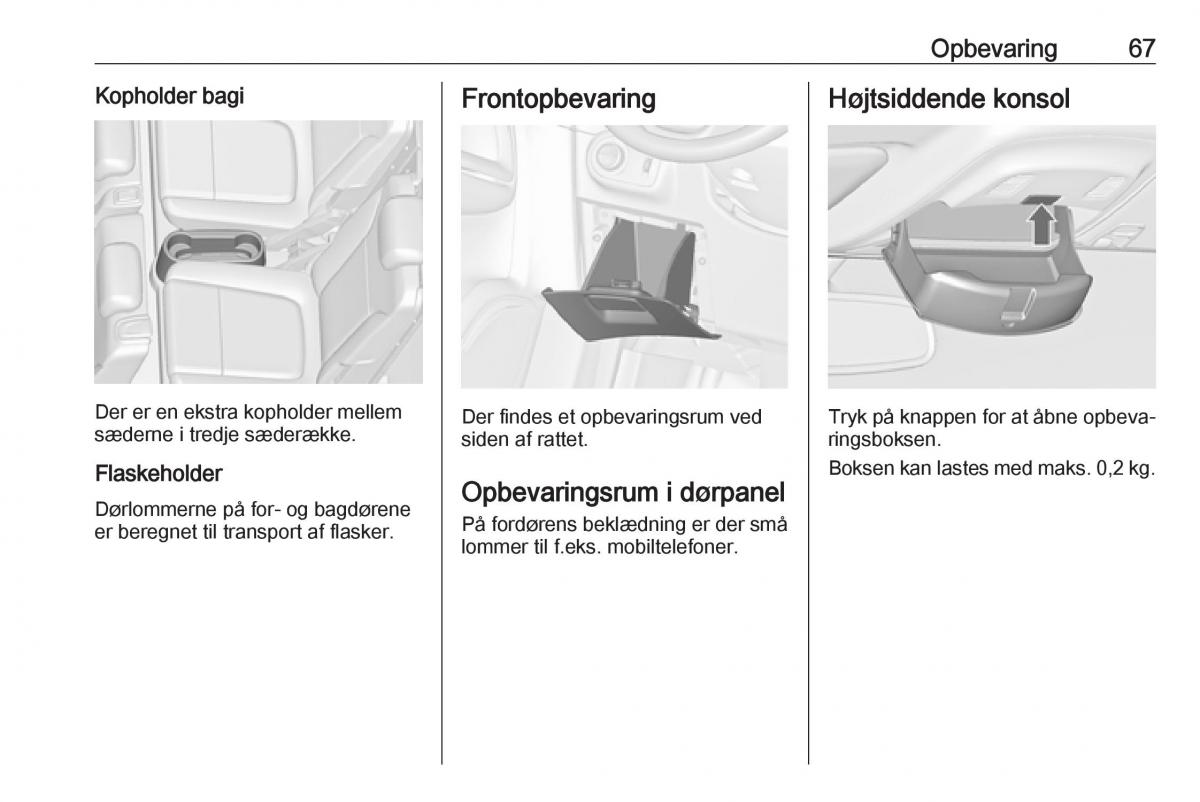 Opel Zafira C FL Bilens instruktionsbog / page 69