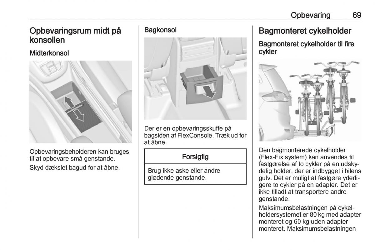 Opel Zafira C FL Bilens instruktionsbog / page 71