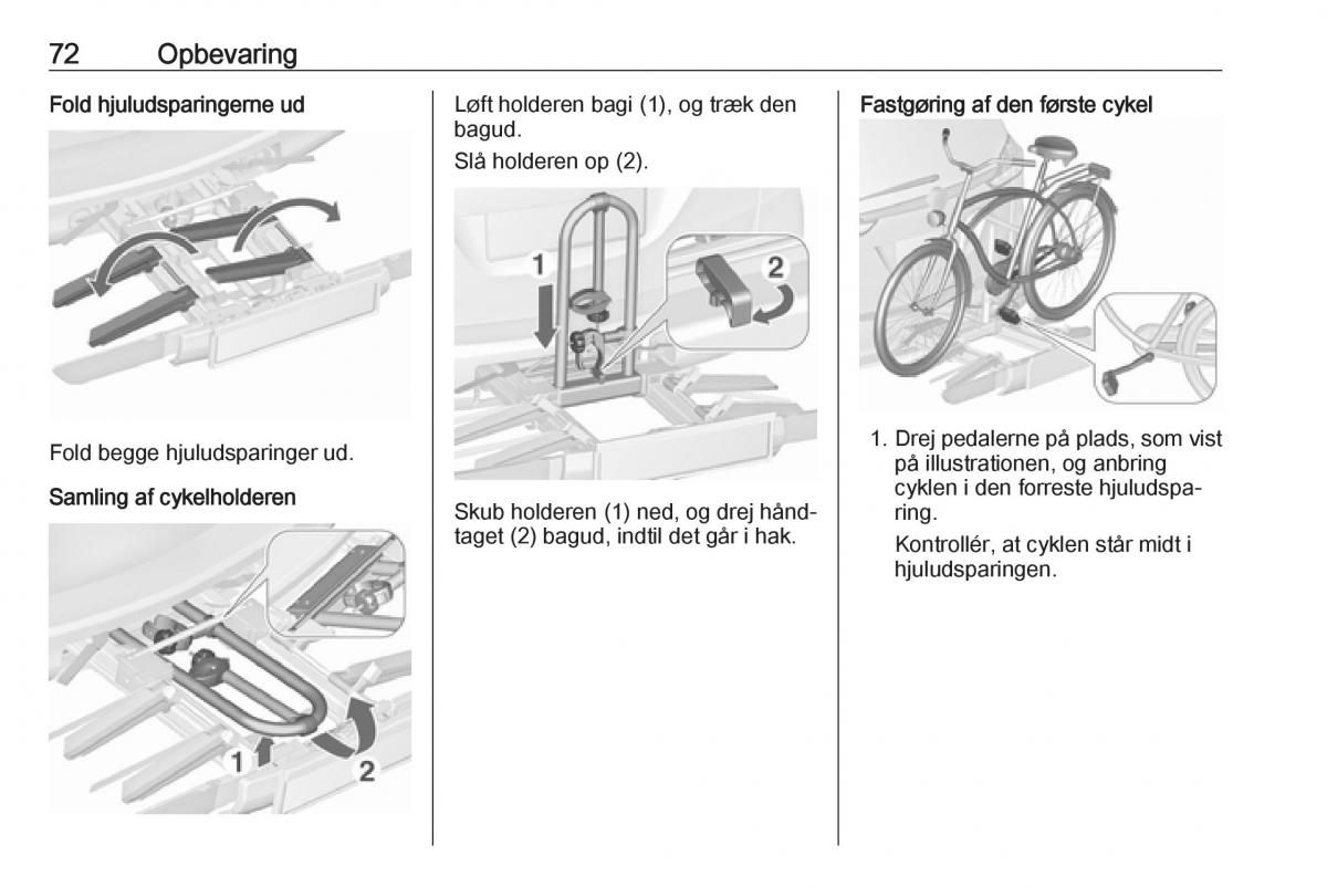 Opel Zafira C FL Bilens instruktionsbog / page 74