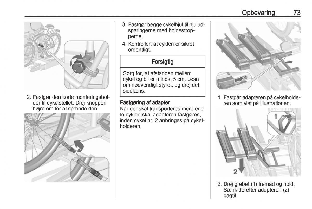 Opel Zafira C FL Bilens instruktionsbog / page 75