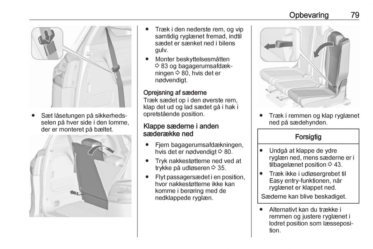 Opel Zafira C FL Bilens instruktionsbog / page 81