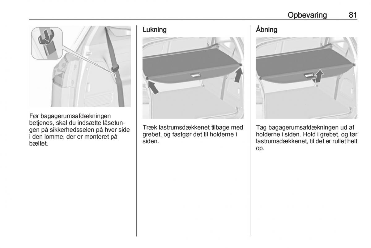 Opel Zafira C FL Bilens instruktionsbog / page 83