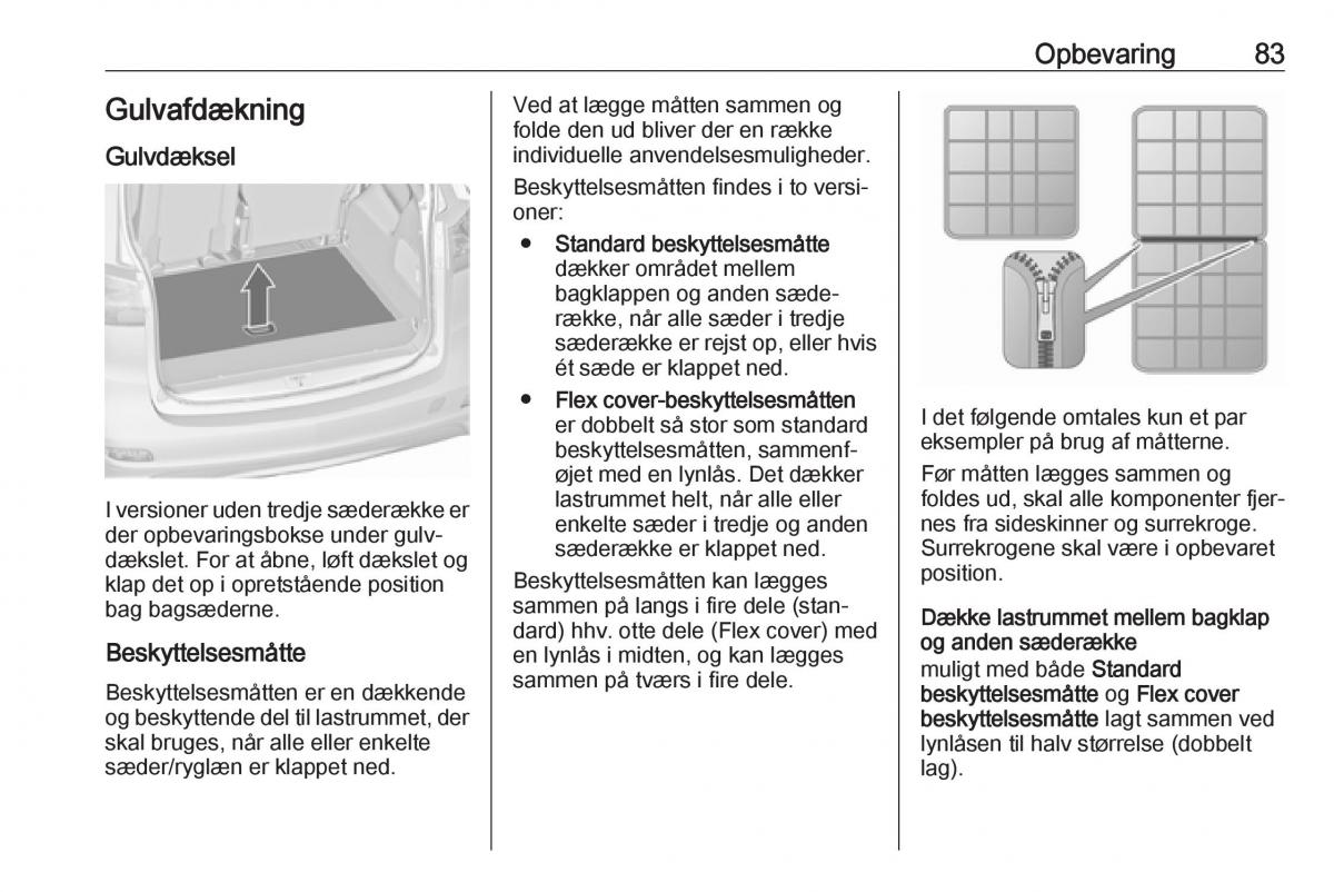 Opel Zafira C FL Bilens instruktionsbog / page 85