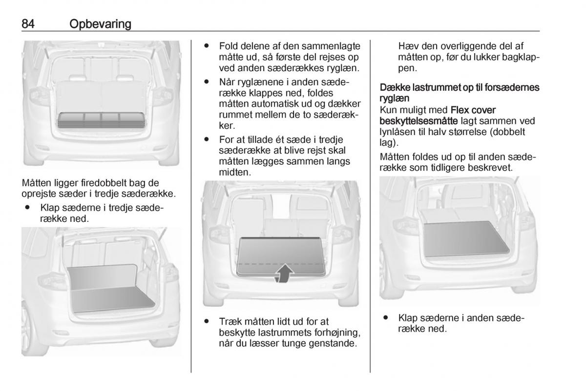 Opel Zafira C FL Bilens instruktionsbog / page 86