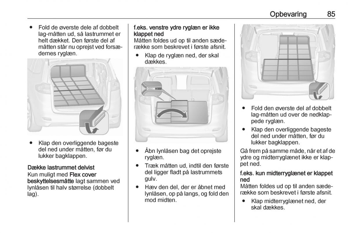 Opel Zafira C FL Bilens instruktionsbog / page 87