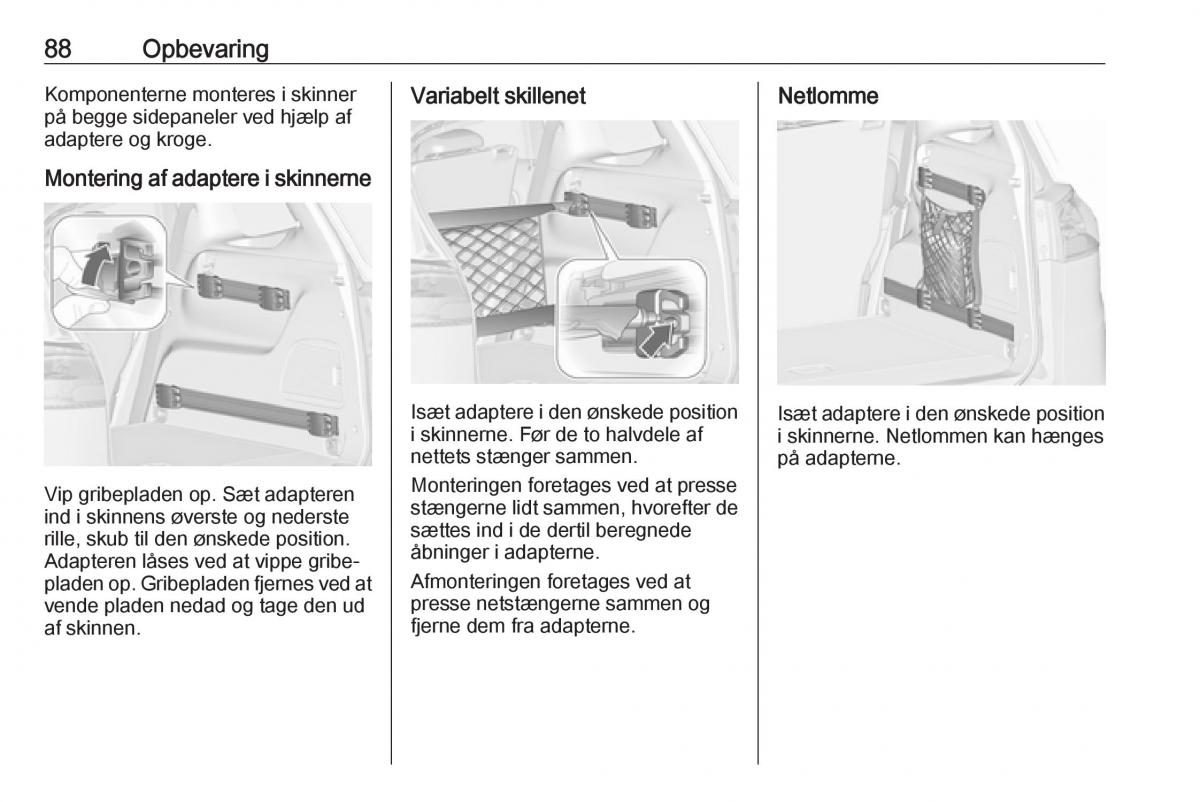 Opel Zafira C FL Bilens instruktionsbog / page 90