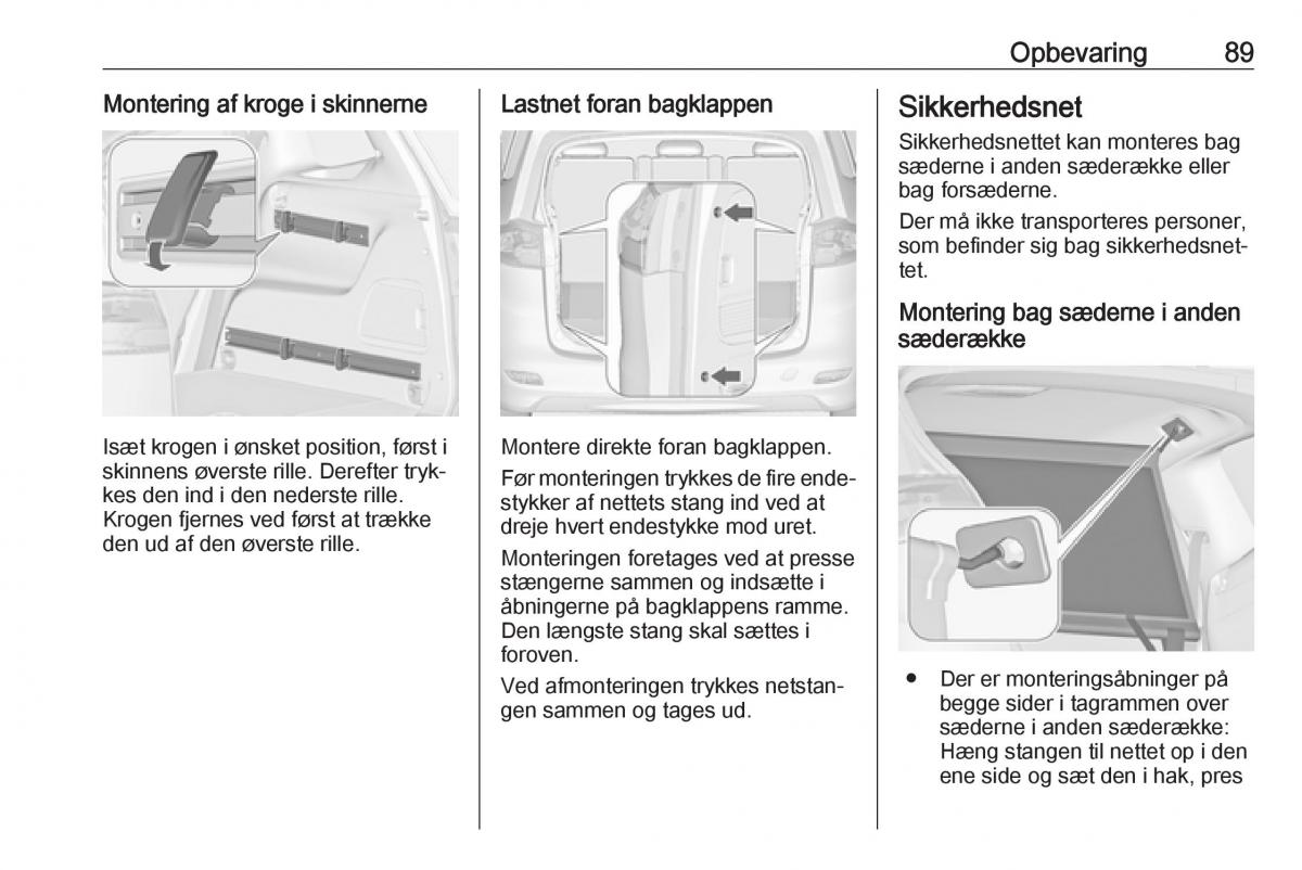 Opel Zafira C FL Bilens instruktionsbog / page 91