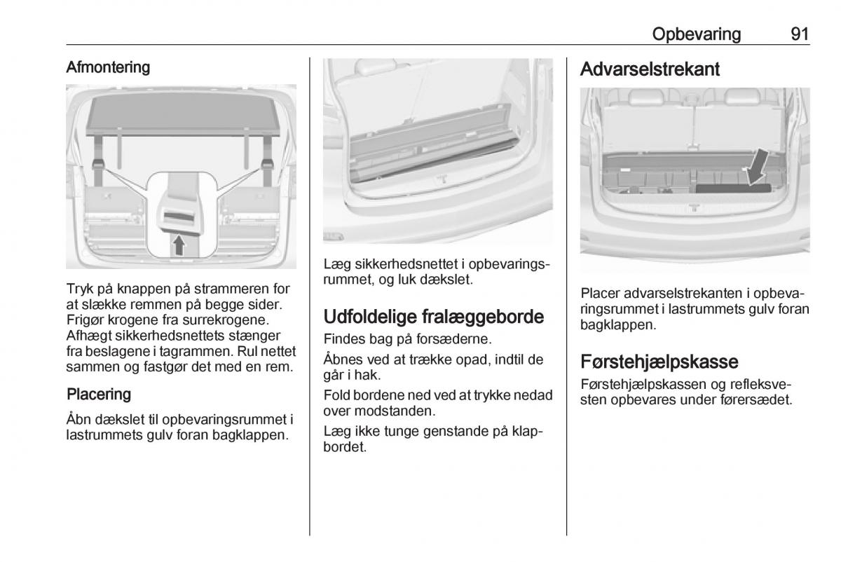 Opel Zafira C FL Bilens instruktionsbog / page 93