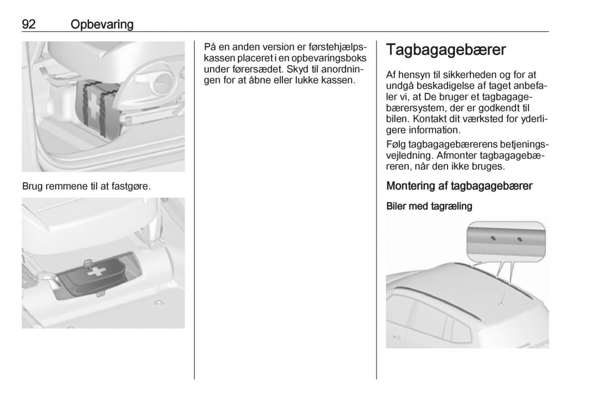 Opel Zafira C FL Bilens instruktionsbog / page 94