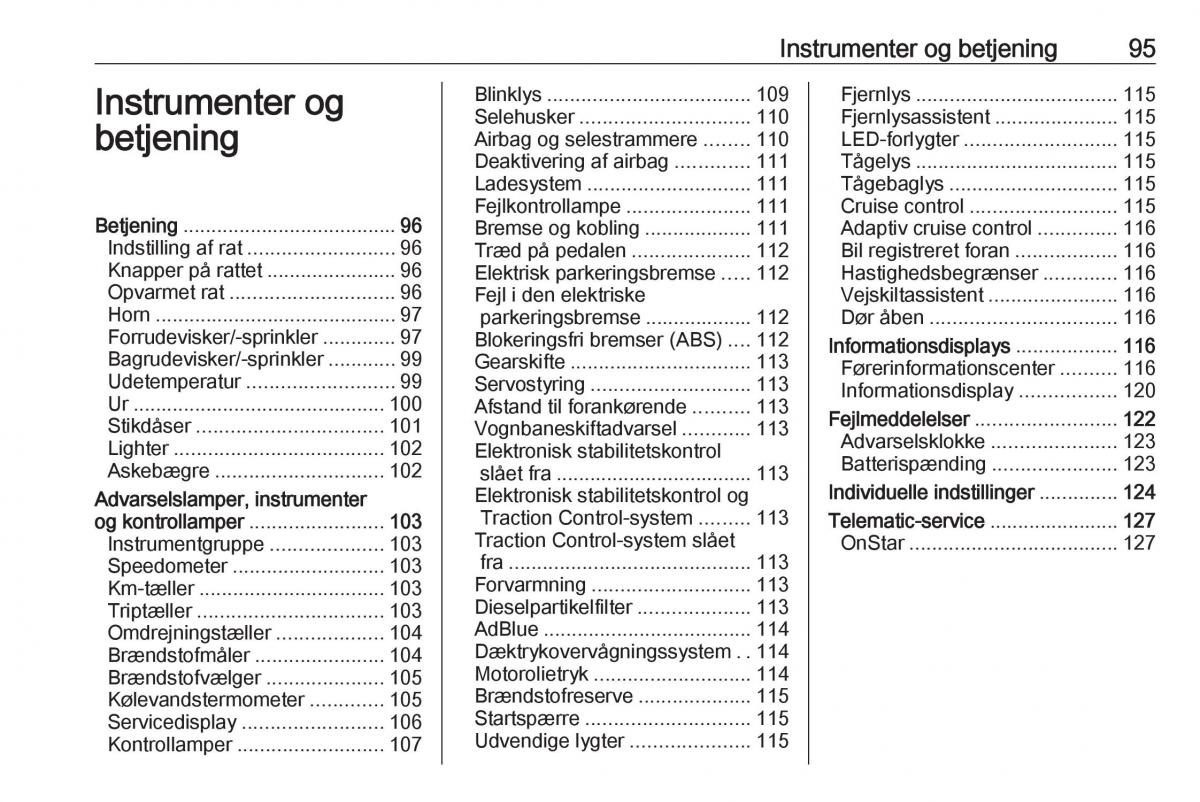 Opel Zafira C FL Bilens instruktionsbog / page 97