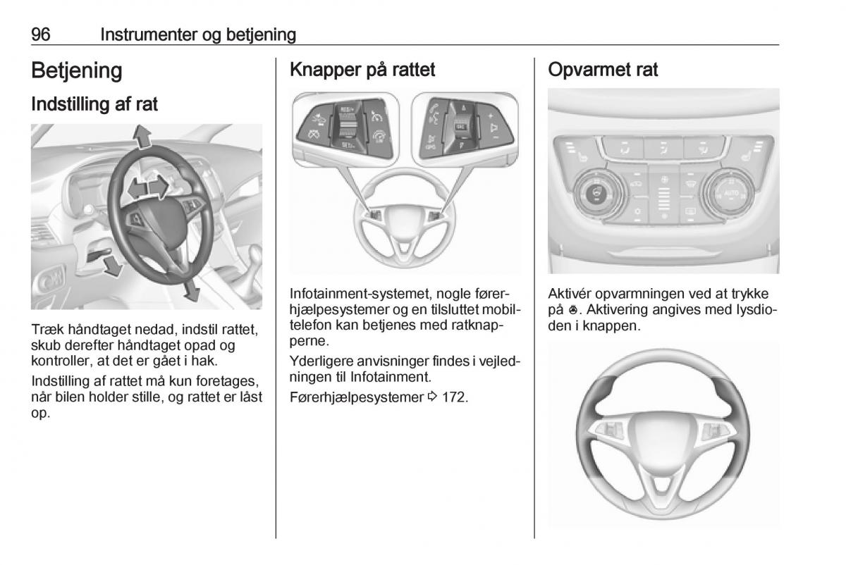 Opel Zafira C FL Bilens instruktionsbog / page 98