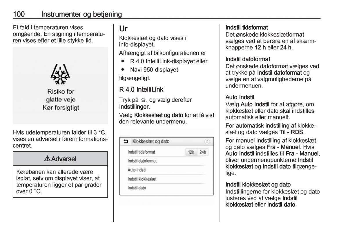 Opel Zafira C FL Bilens instruktionsbog / page 102