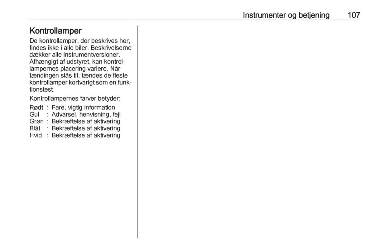 Opel Zafira C FL Bilens instruktionsbog / page 109