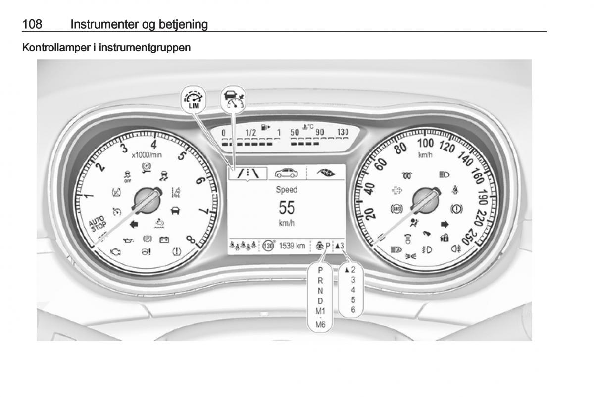 Opel Zafira C FL Bilens instruktionsbog / page 110